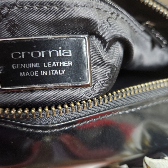 Cromia Black Patent Leather Boston Bag Made in Italy - Picture 8 of 10